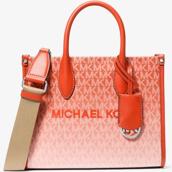 Michael Kors Mirella Small Ombré Signature Logo Crossbody Bag Red Clay - Picture 1 of 9